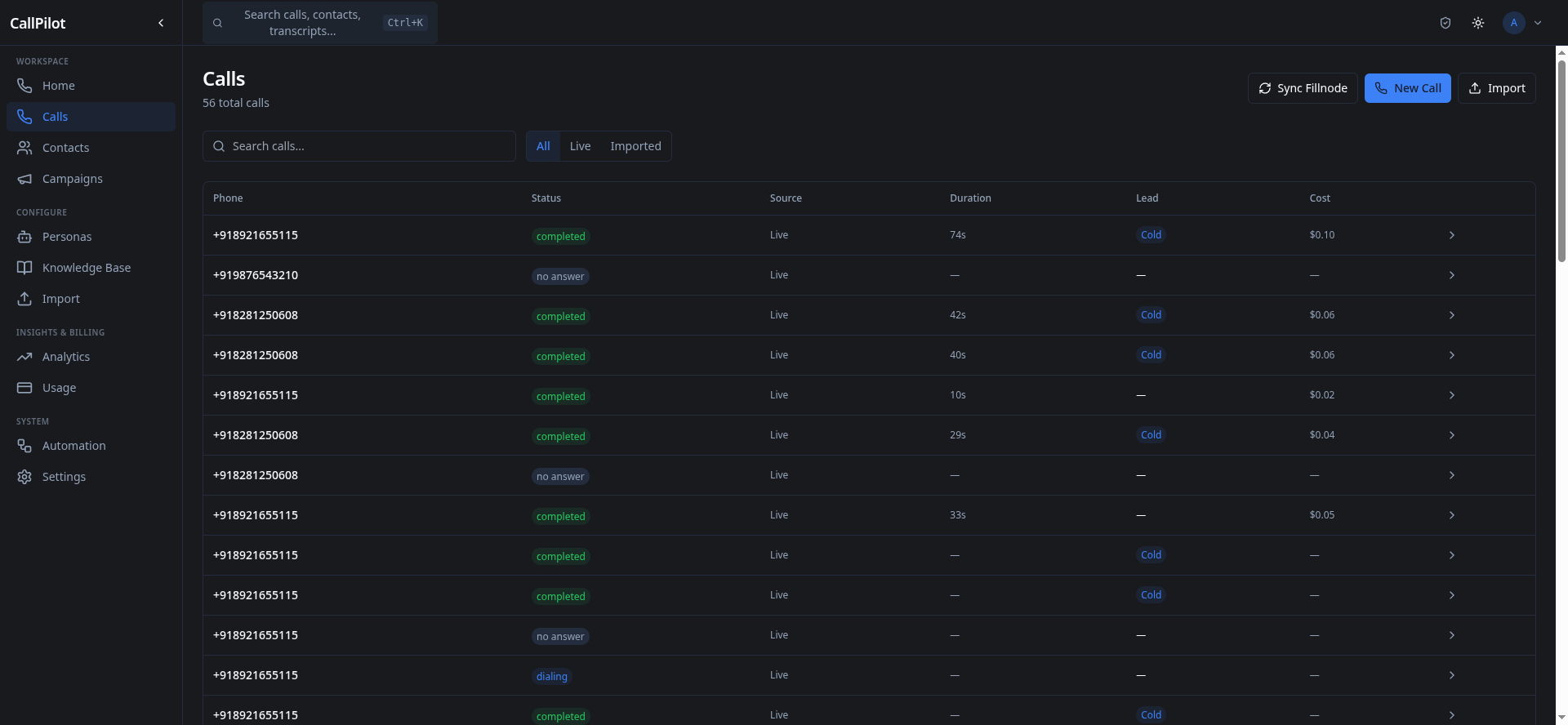 CallPilot Calls